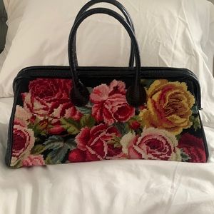 Clever carriage beautiful needlepoint roses bag